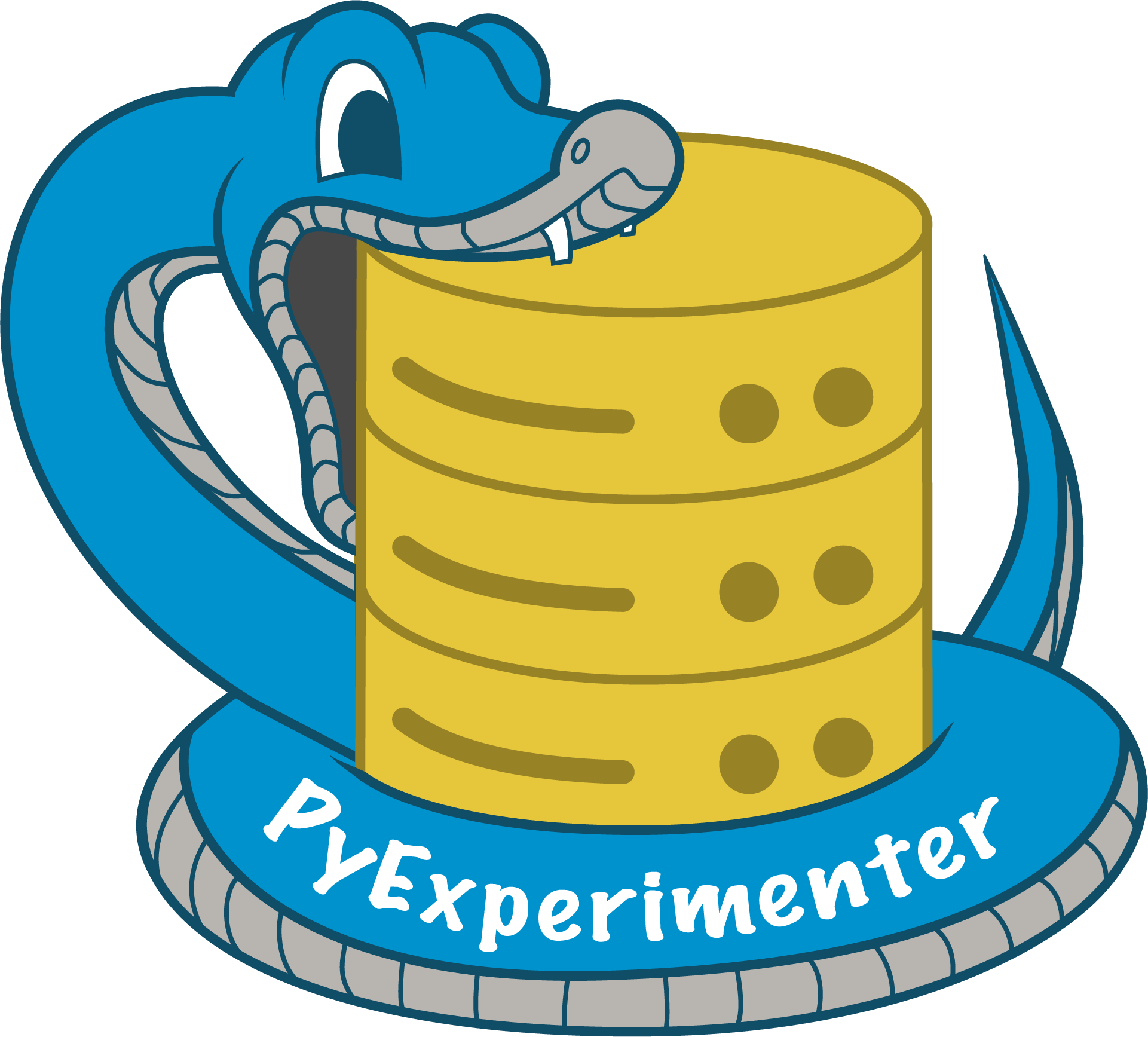 PyExperimenter Logo: Python biting a database