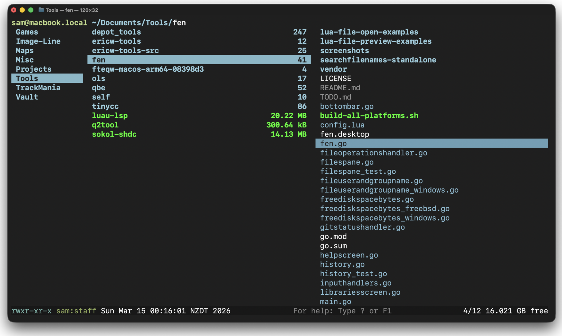 fen running on macOS, showing the no-write feature