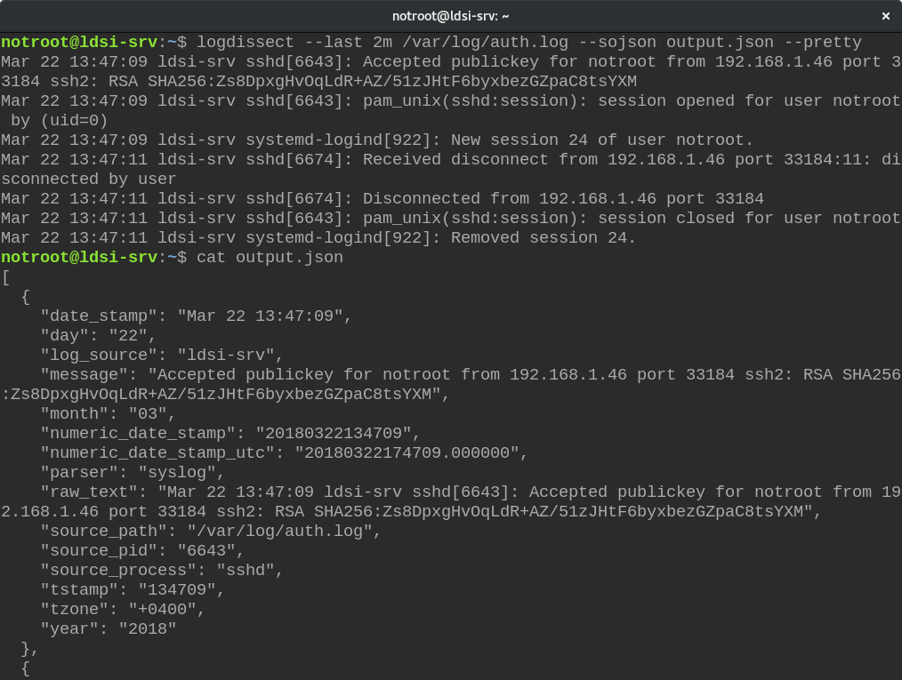 logdissect CLI screenshot