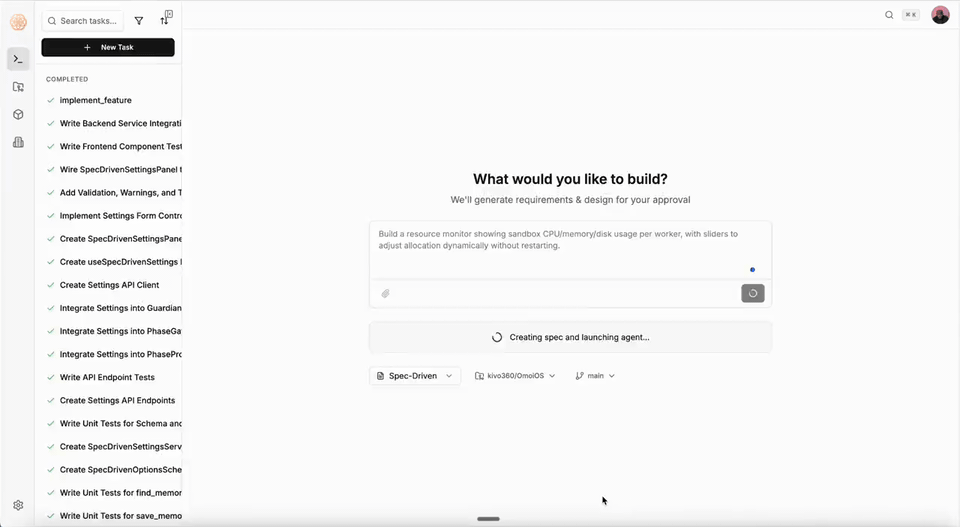 OmoiOS Demo — Spec-driven agent execution