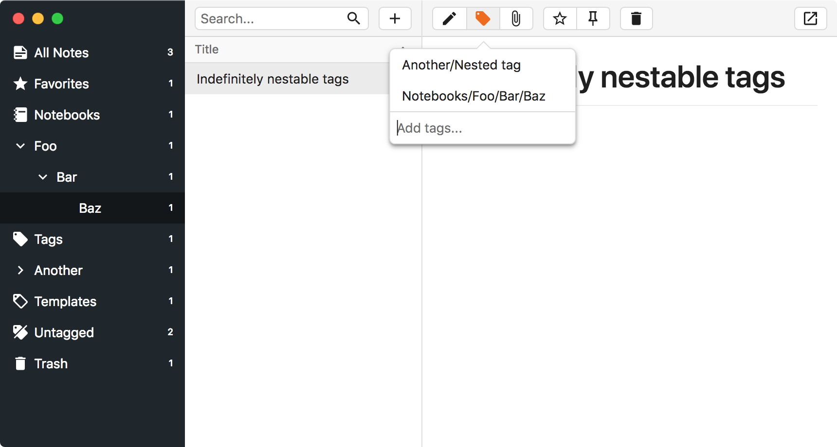 Indefinitely Nestable Tags