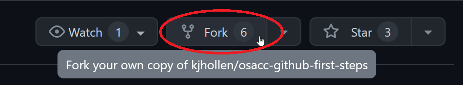 Fork button to click for the project