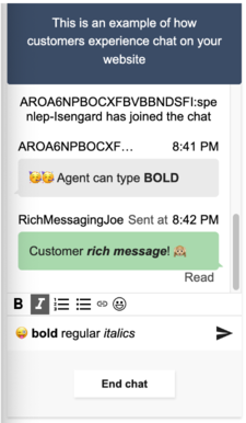 Chat Widget with rich messaging enabled screenshot