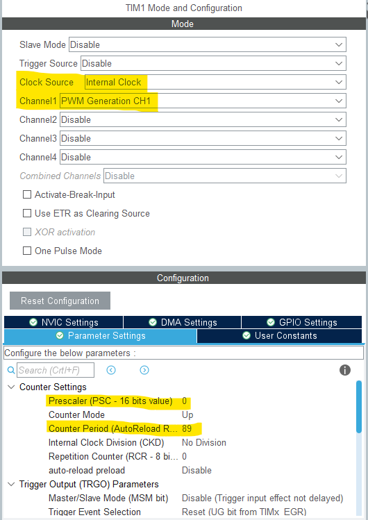 PWM Setting