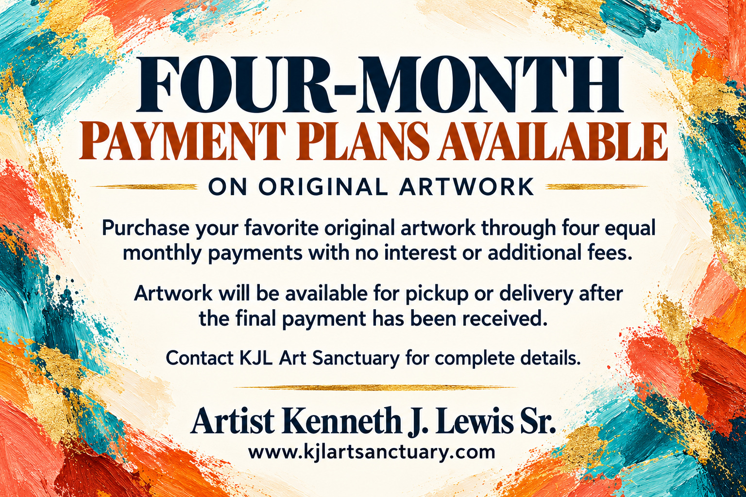 Four-month payment plans are available on original artwork by artist Kenneth J. Lewis Sr.