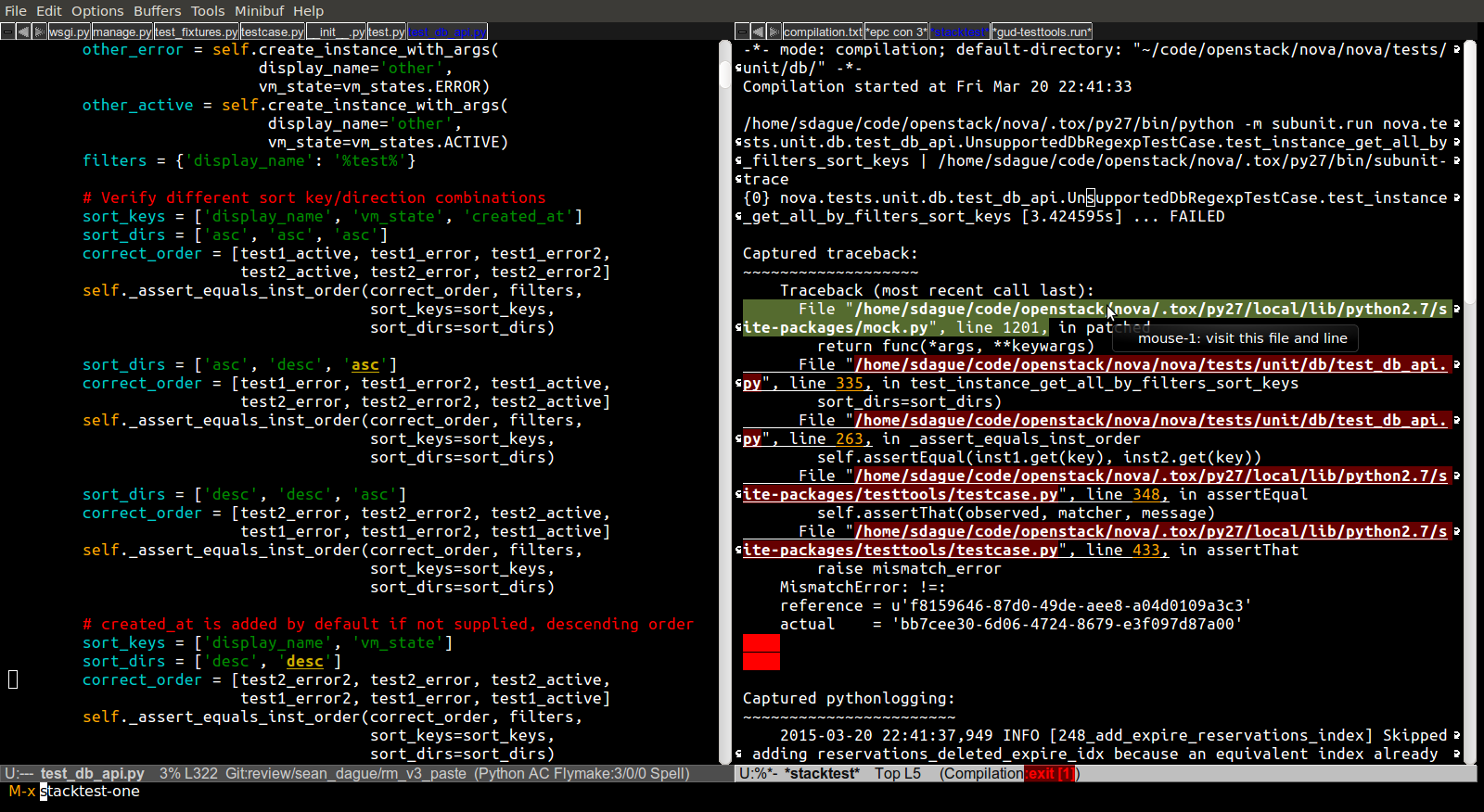 stacktest failing