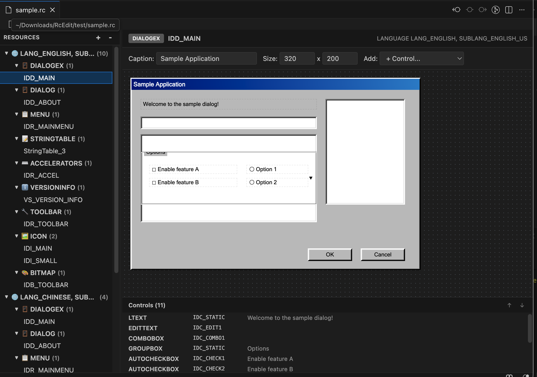 RC File Editor Screenshot
