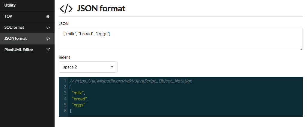 JSON format