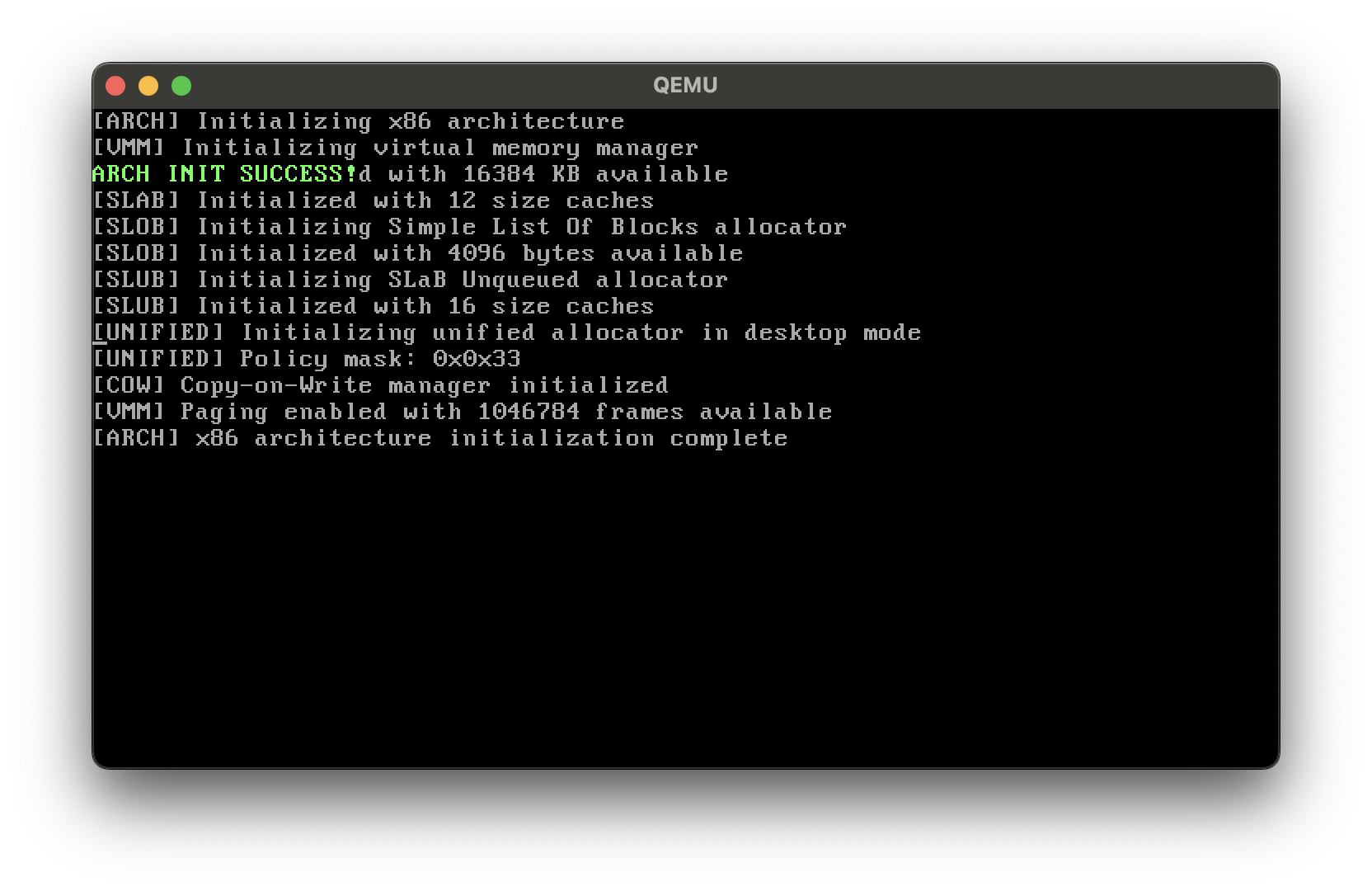 kmOS v0.1.1 Boot Screen