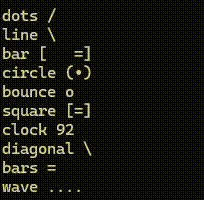 ASCII fallback spinners preview