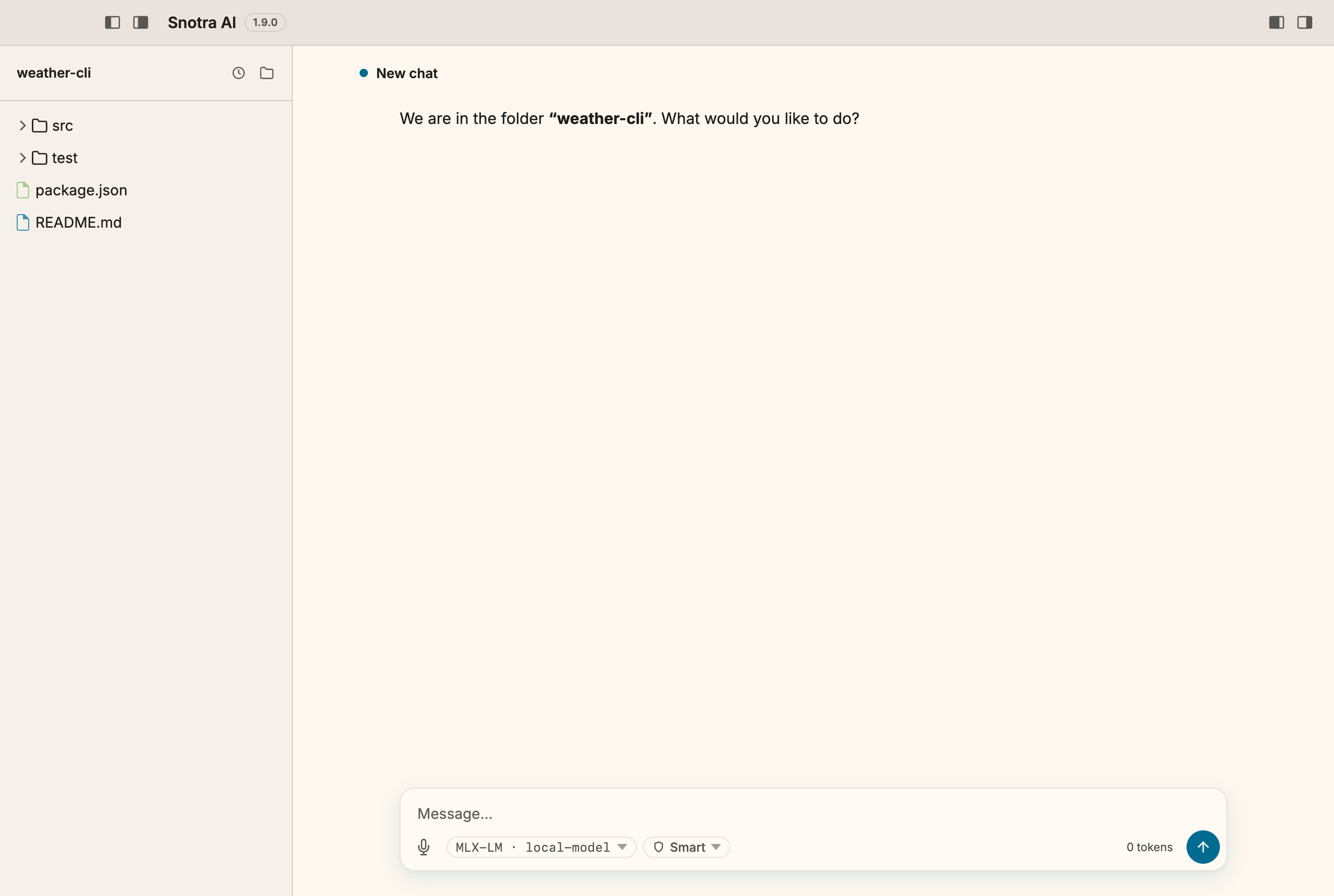Snotra reads a project folder, asks before it writes ARCHITECTURE.md, and the new file appears in the tree.