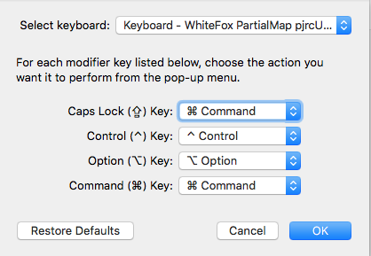 Whitefox keyboard, Apple Modifier