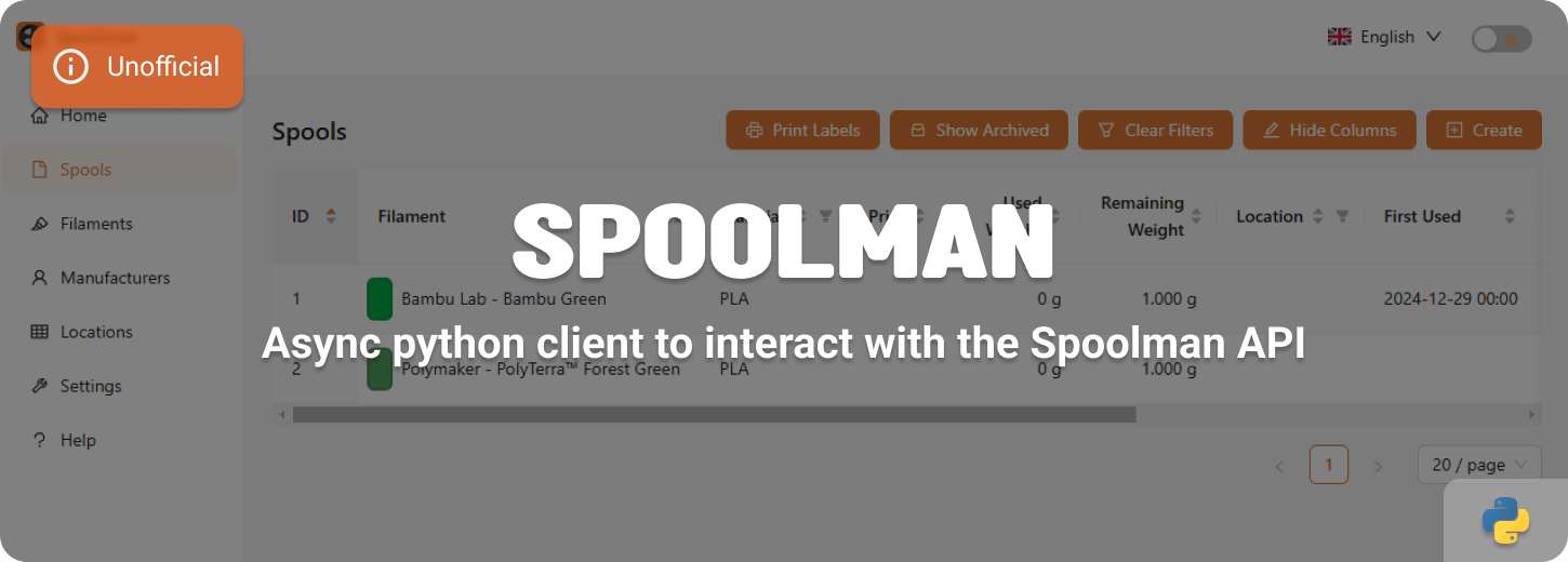 alt Banner of the Spoolman package