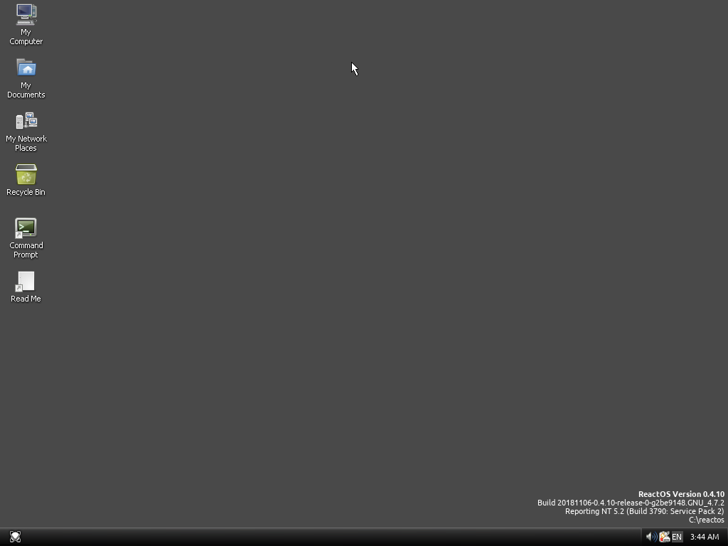 A screenshot of ReactOS