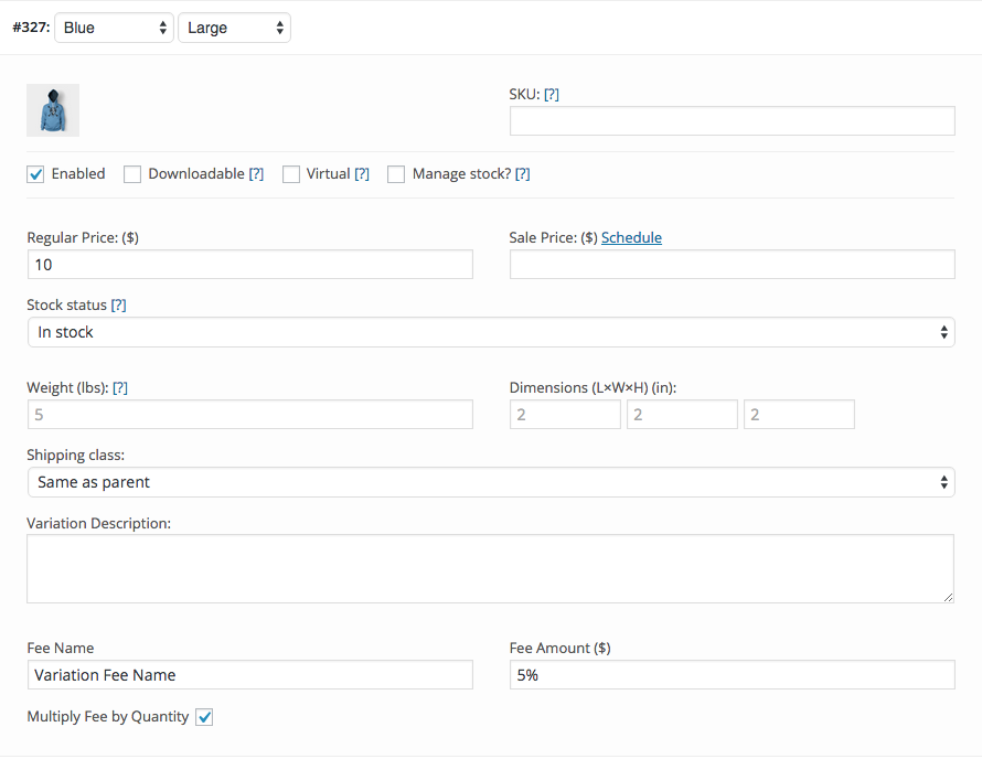 Image of Variation Settings