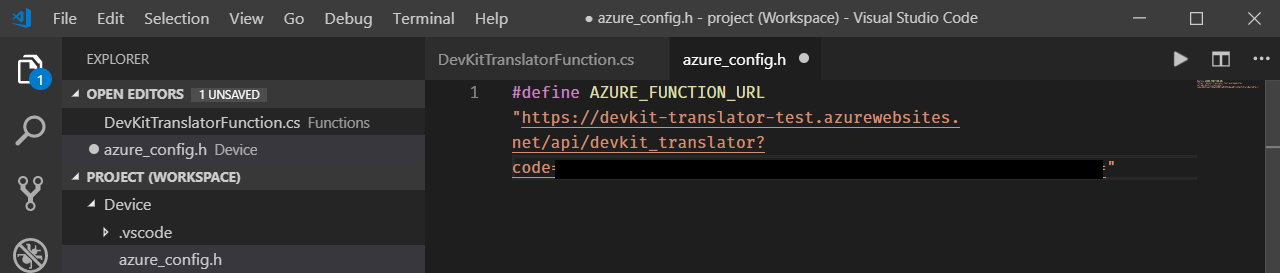 Azure config