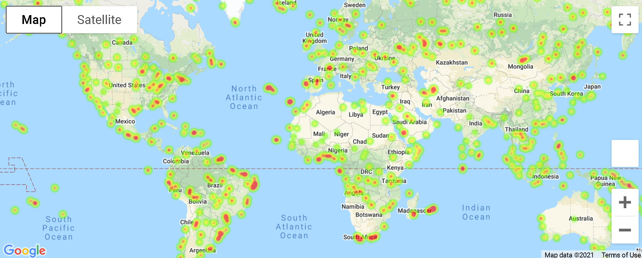 Heat Map of Sample Cities