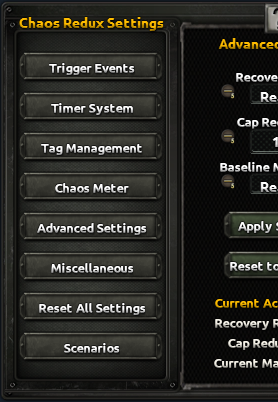 Advanced settings rendered by the MCP