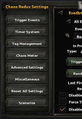 Trigger Events settings rendered by the MCP
