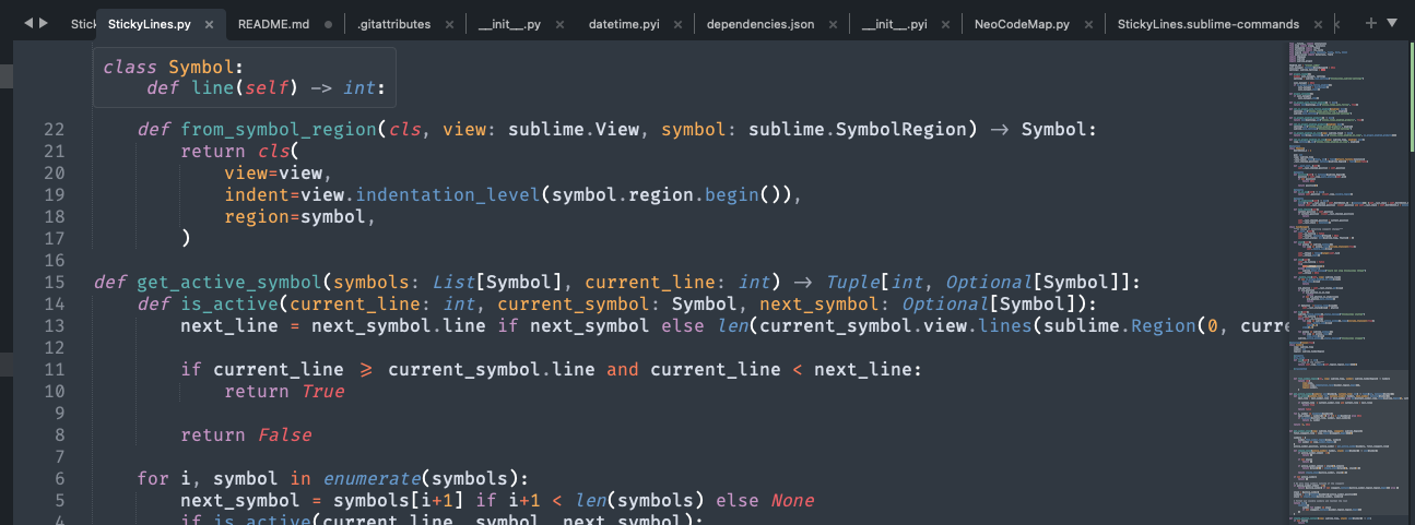 Sticky scroll preview