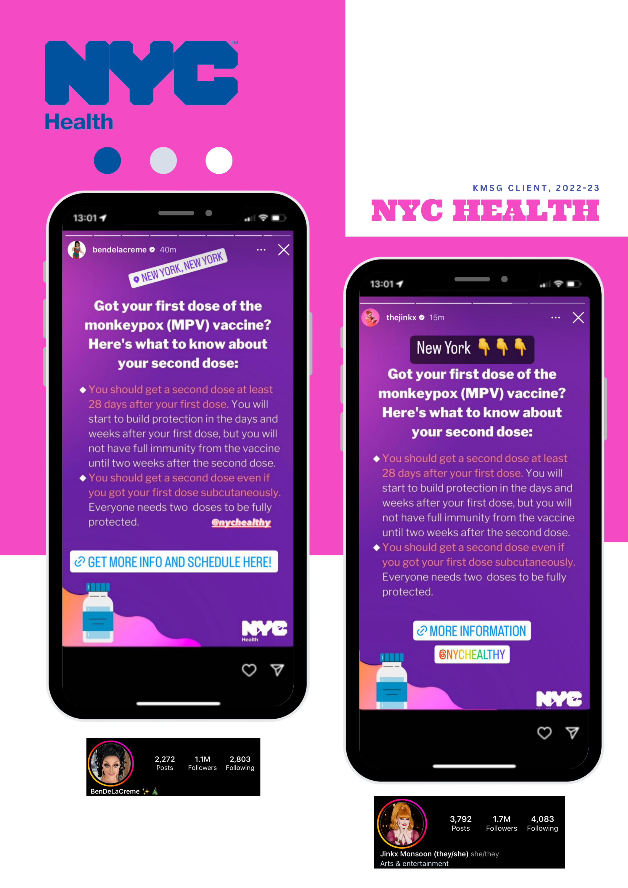 NYC Health vaccine awareness campaign in influencer Instagram story format.