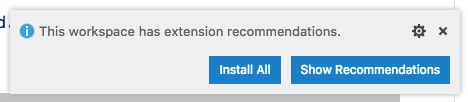 Prompt to install recommended extensions