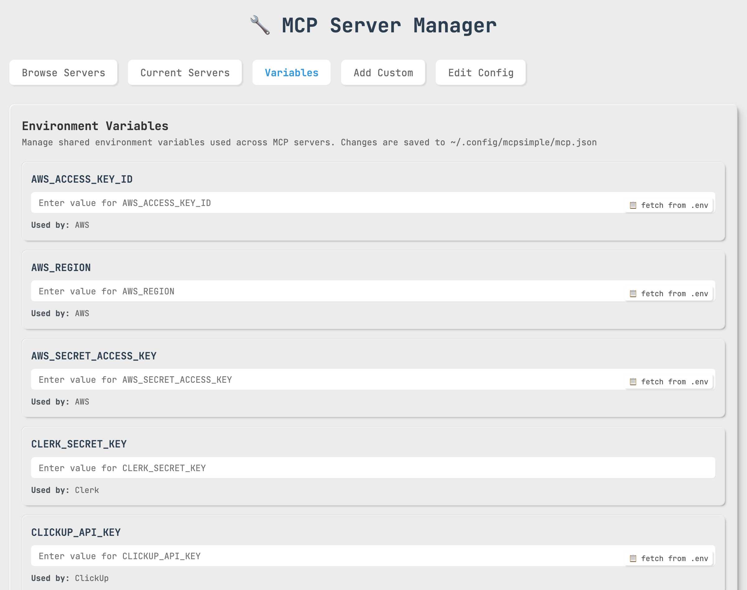 Variables Management