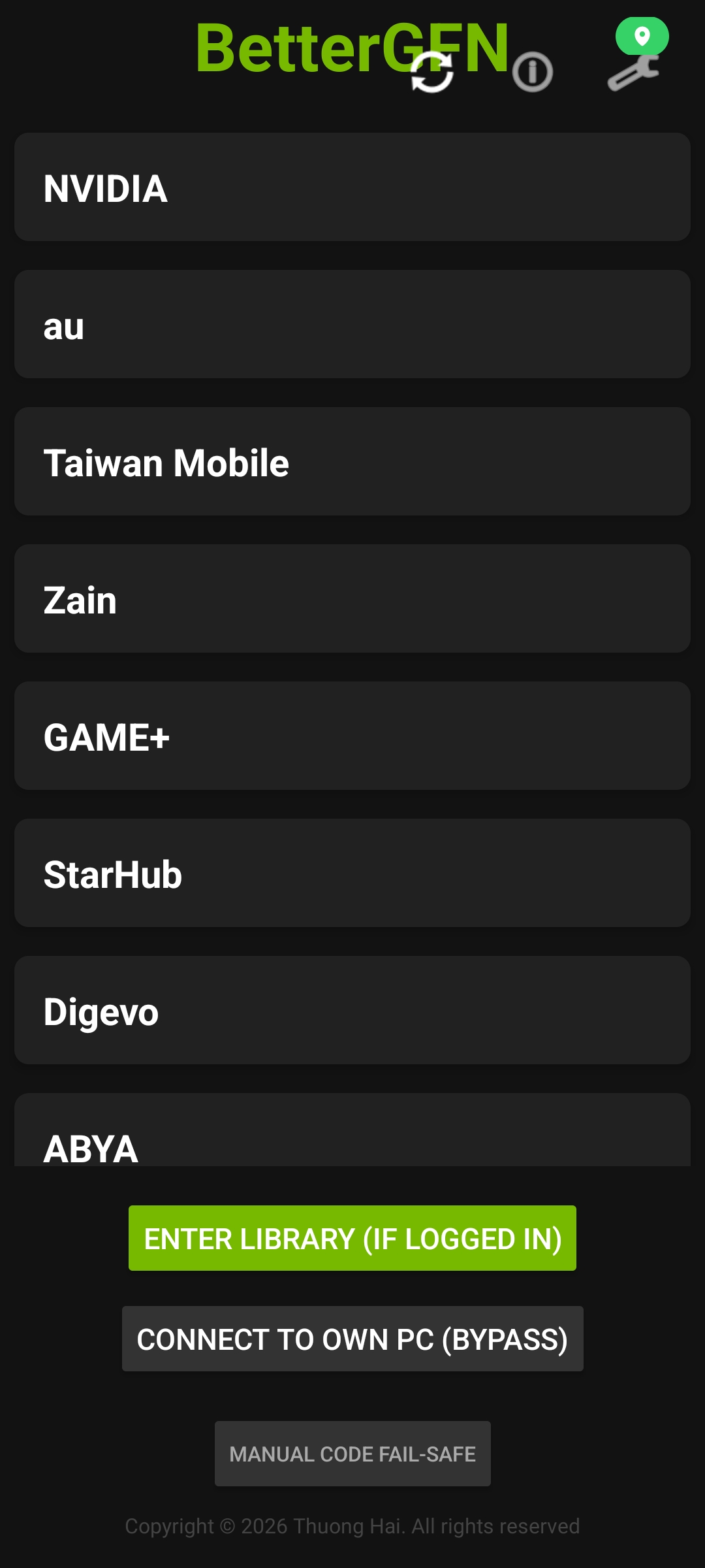 BetterGFN App Screen 1