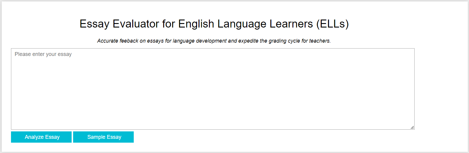 Essay evaluator input screen