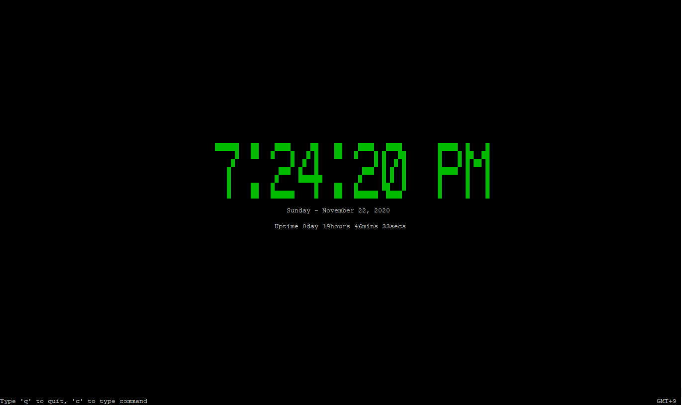 "Example window running clock"