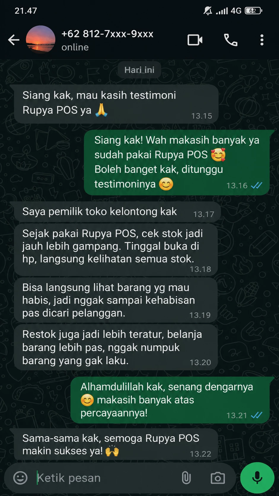 Testimoni WhatsApp 1