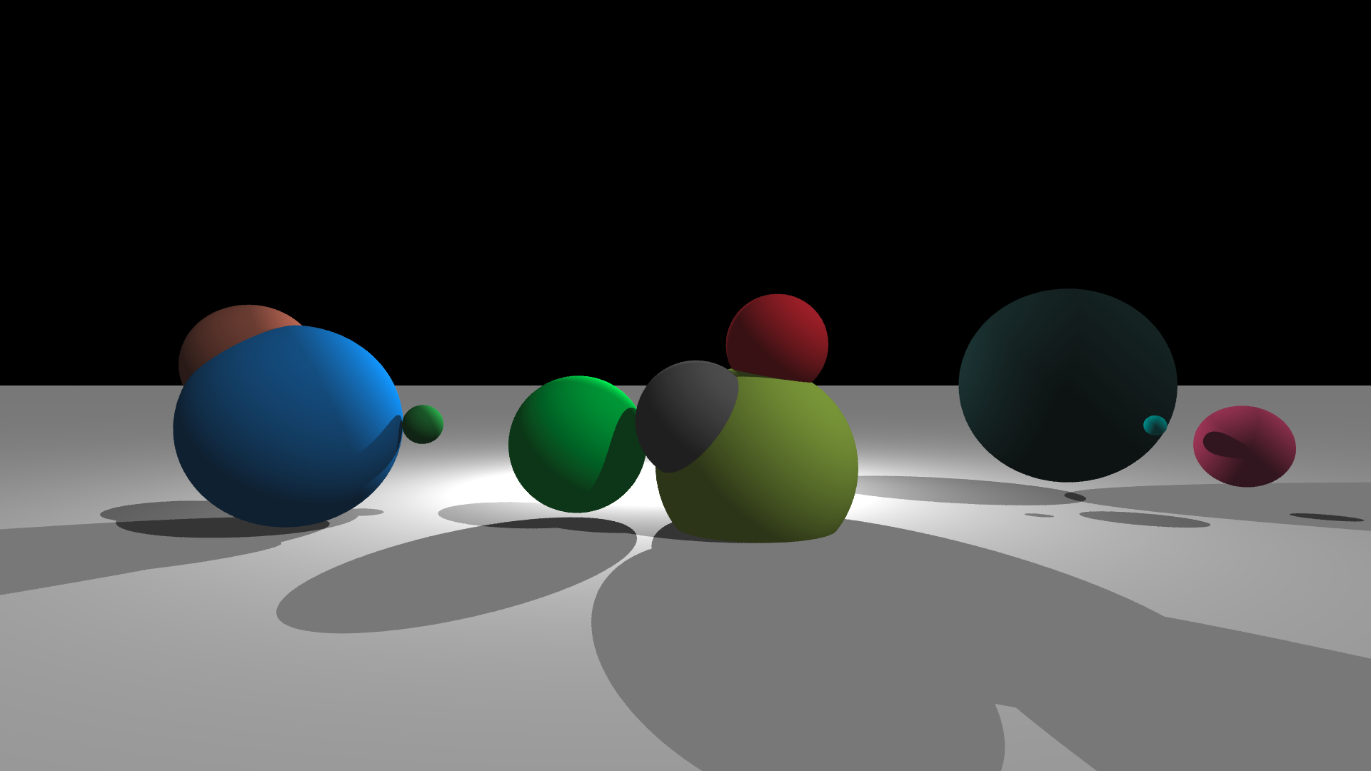 Multiple spheres with a single white point light, and a directional light