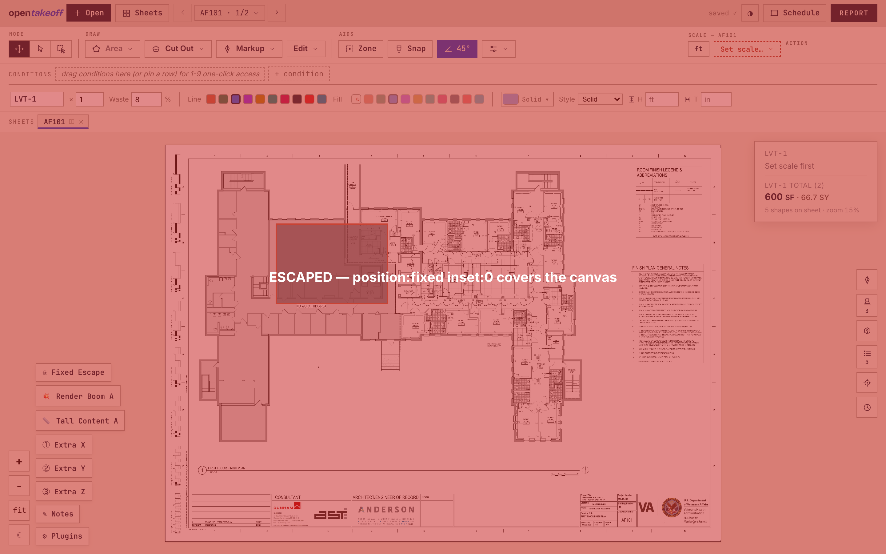 Documented limit: a position:fixed plugin still escapes