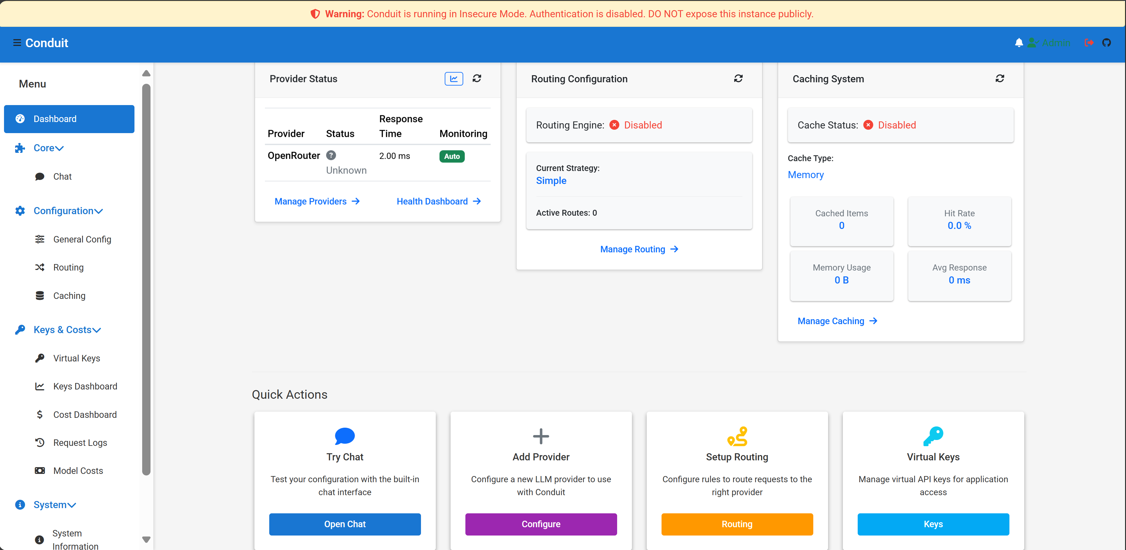 ConduitLLM Dashboard