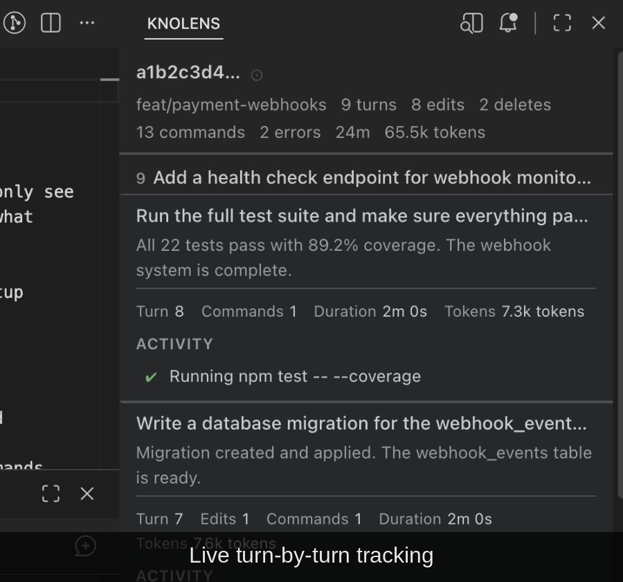 kno lens live view — turn-by-turn tracking