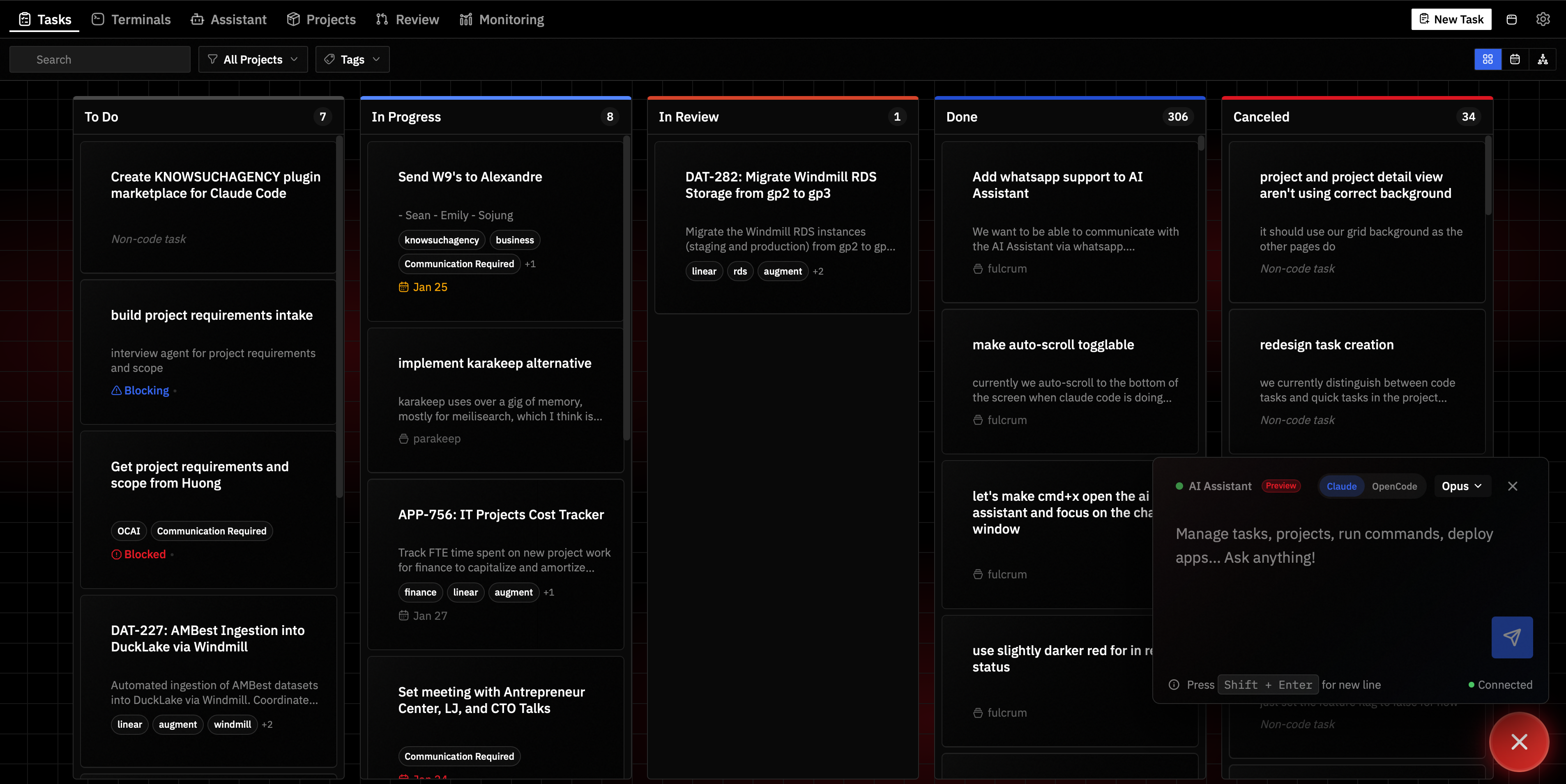 Fulcrum Kanban Board with AI Assistant
