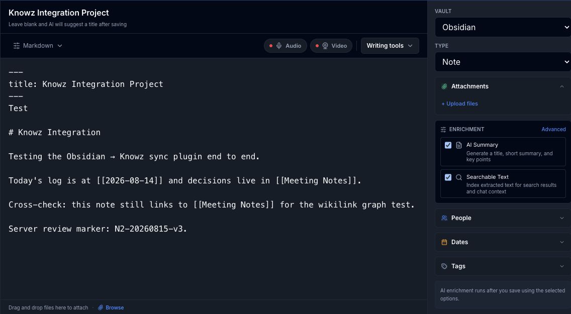 Knowz Markdown knowledge editor with AI enrichment controls