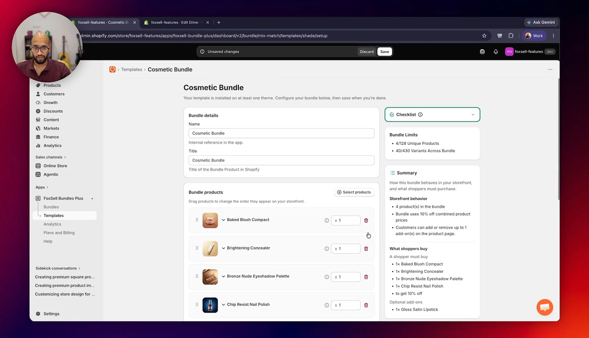 Configure products, add-ons, and pricing for the bundle