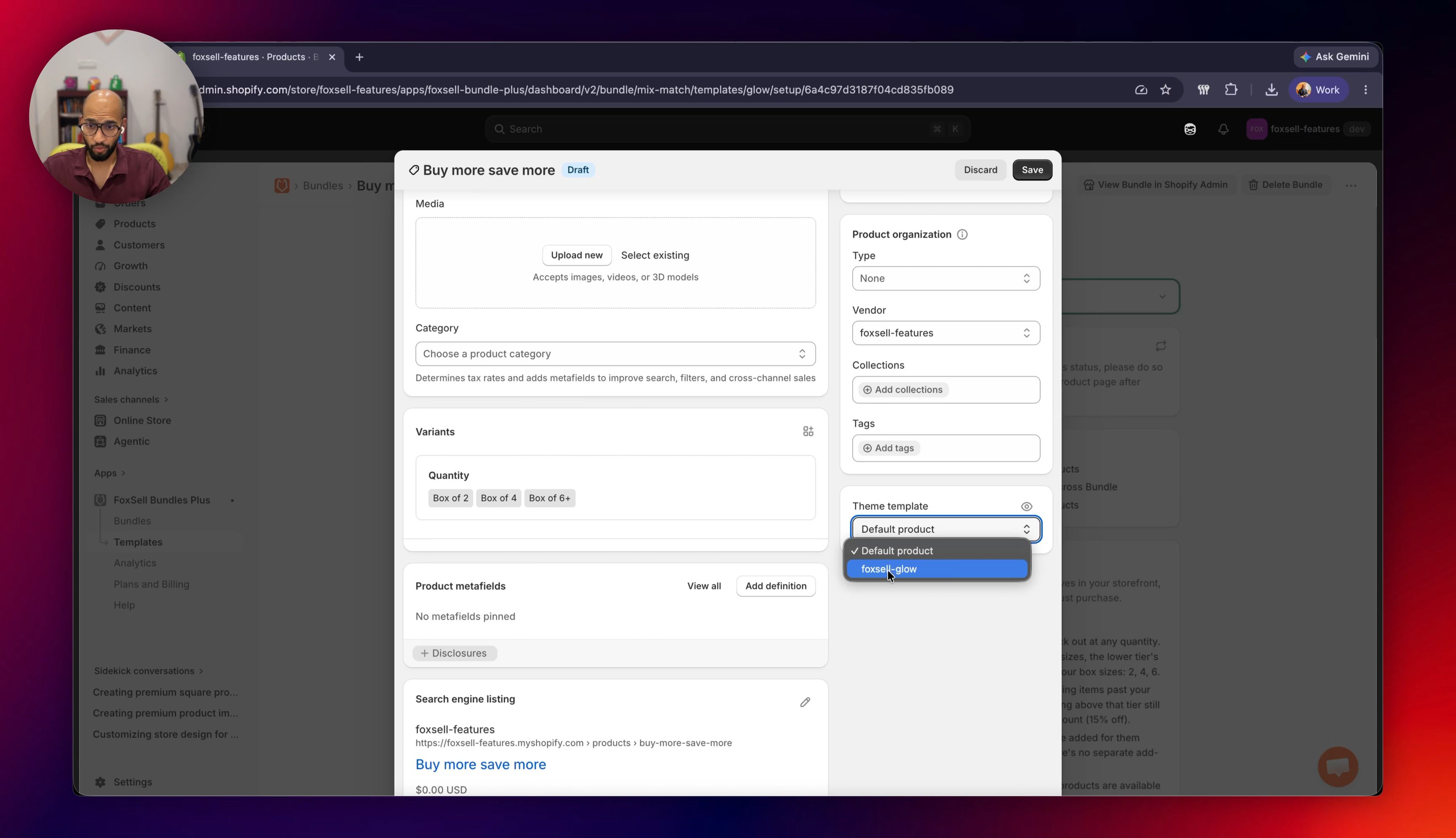 Assign the Tiered Bundle Builder template to the Shopify product