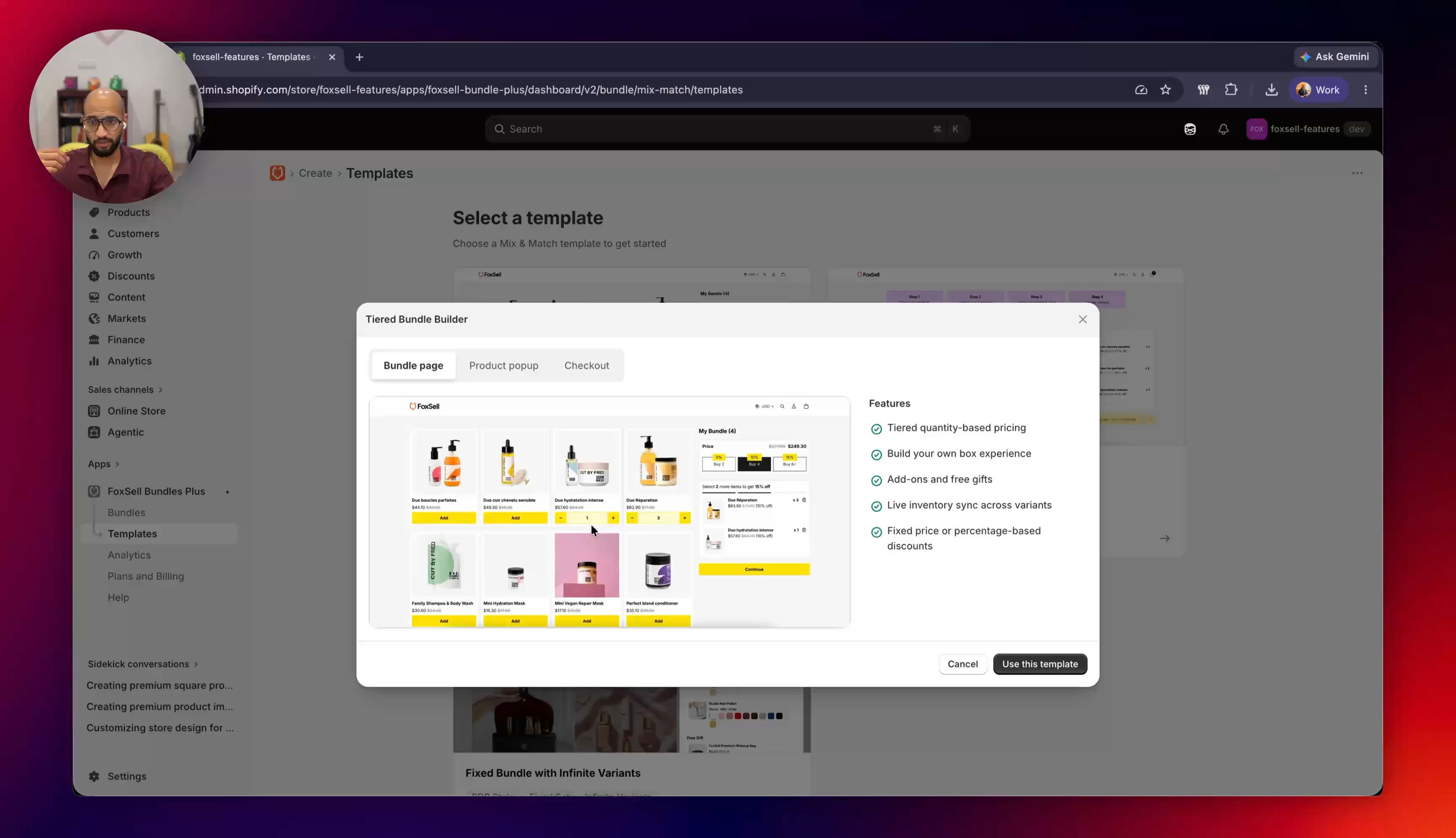 Choose the Tiered Bundle Builder template
