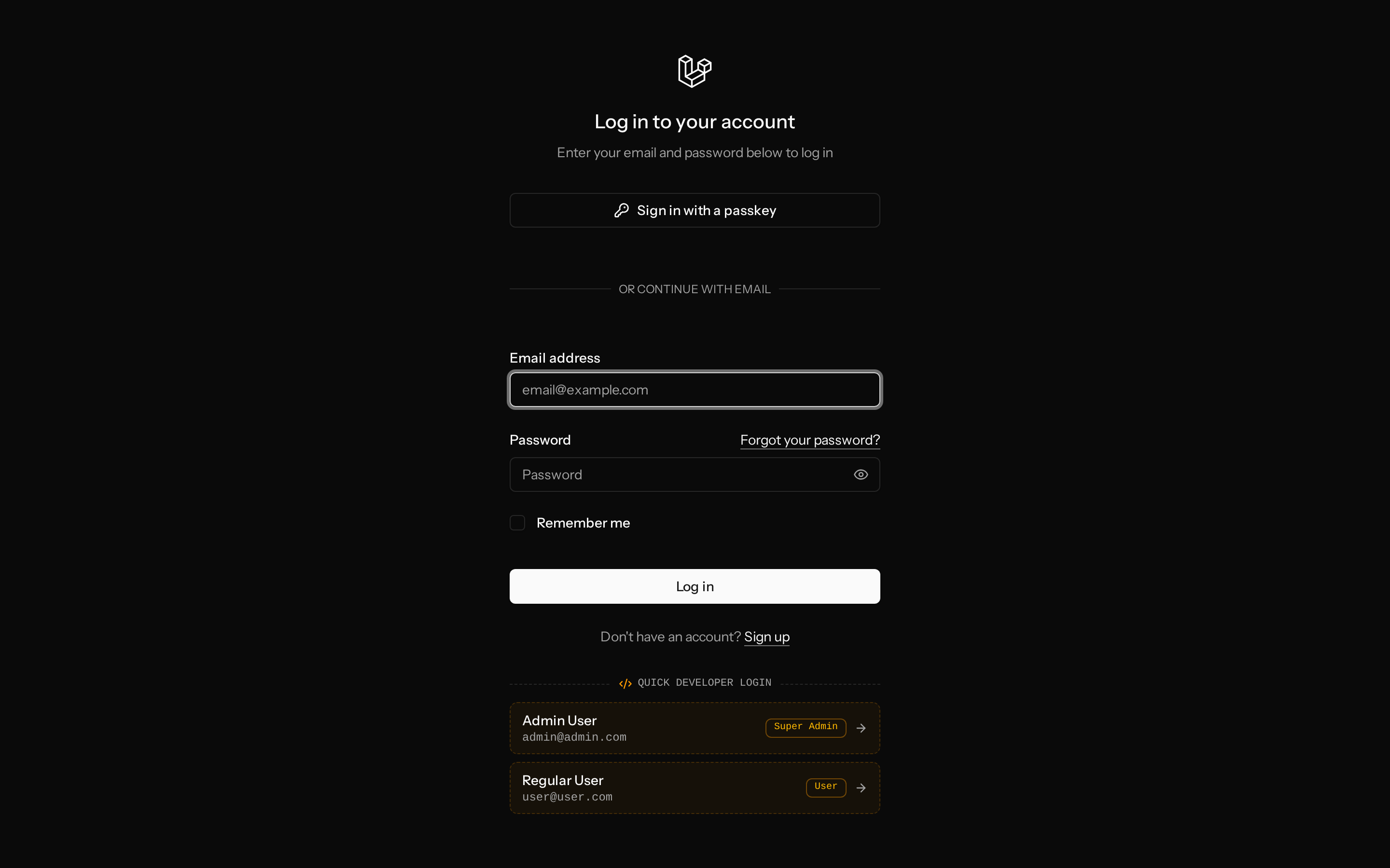 Developer Login