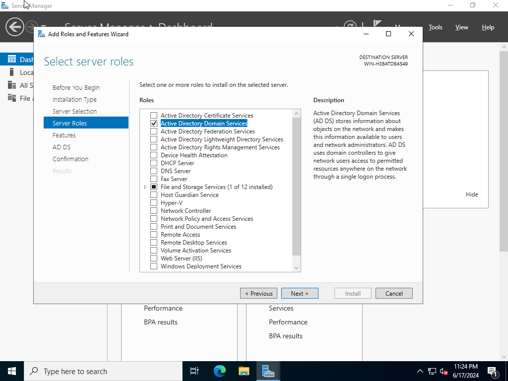 Installing Active Directory