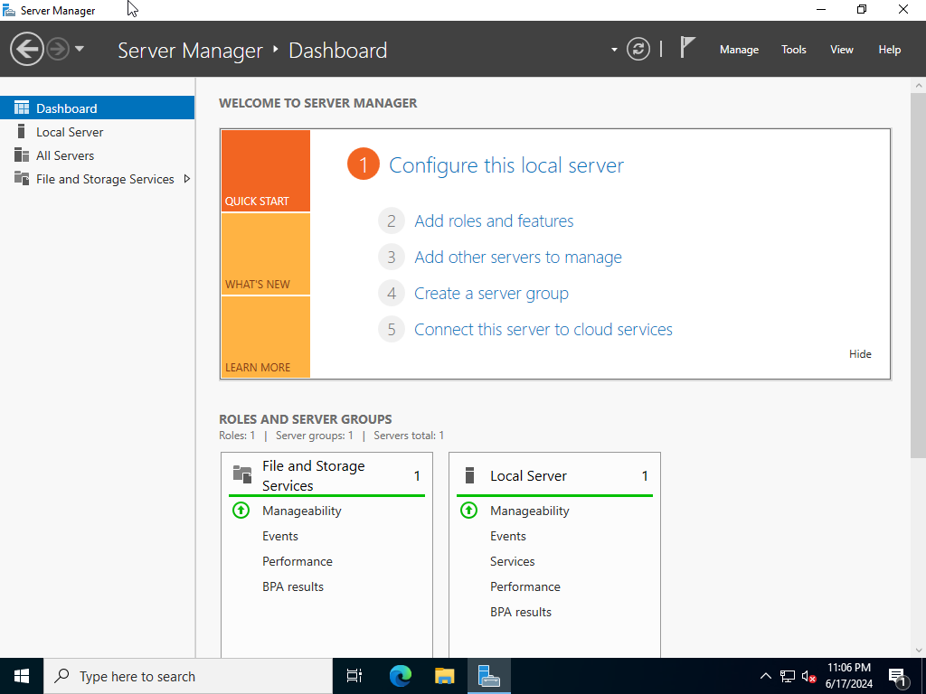 Server Manager Dashboard