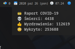 Powiadomienie z modułu COVID