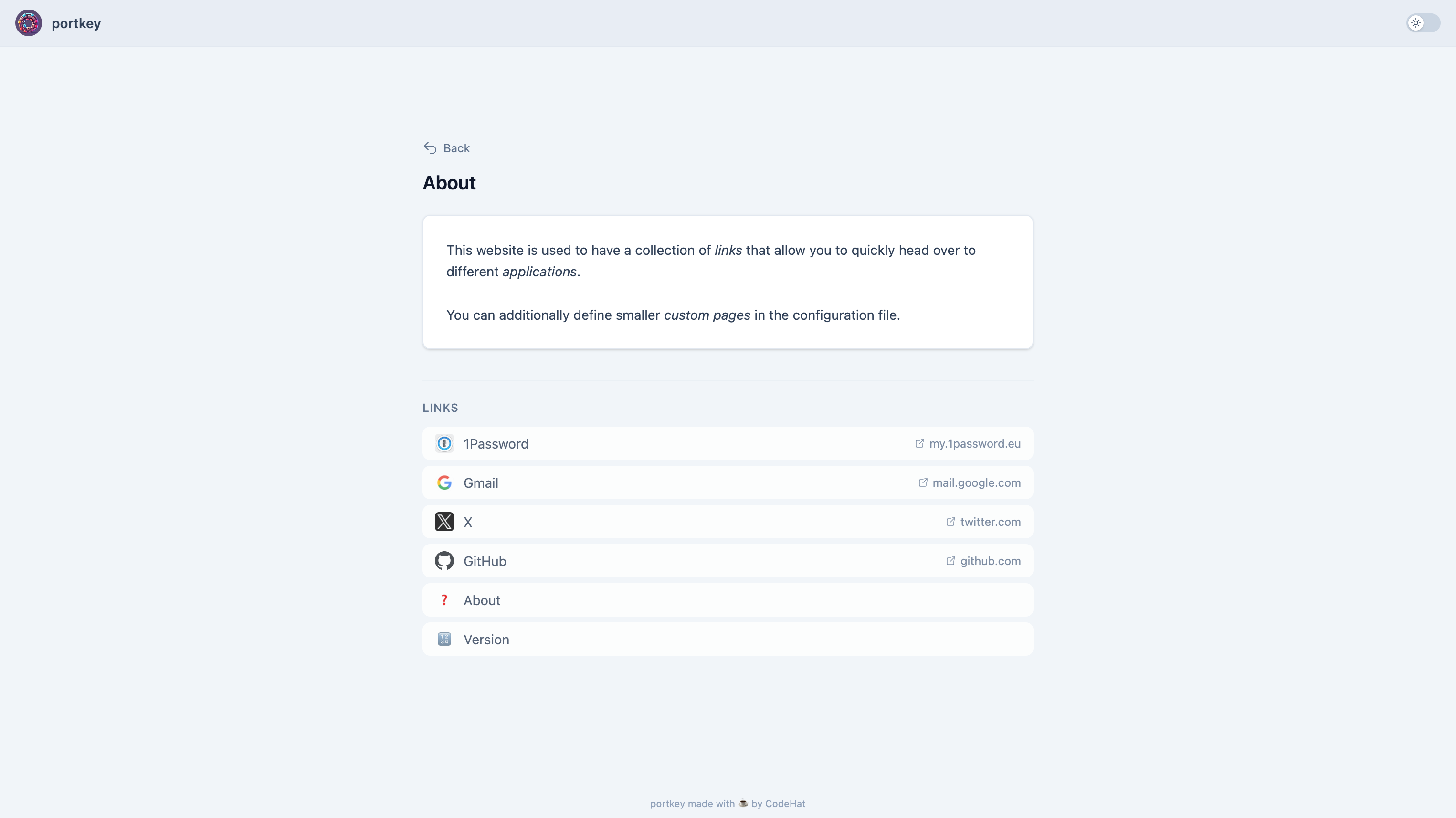 Custom page CustomPage