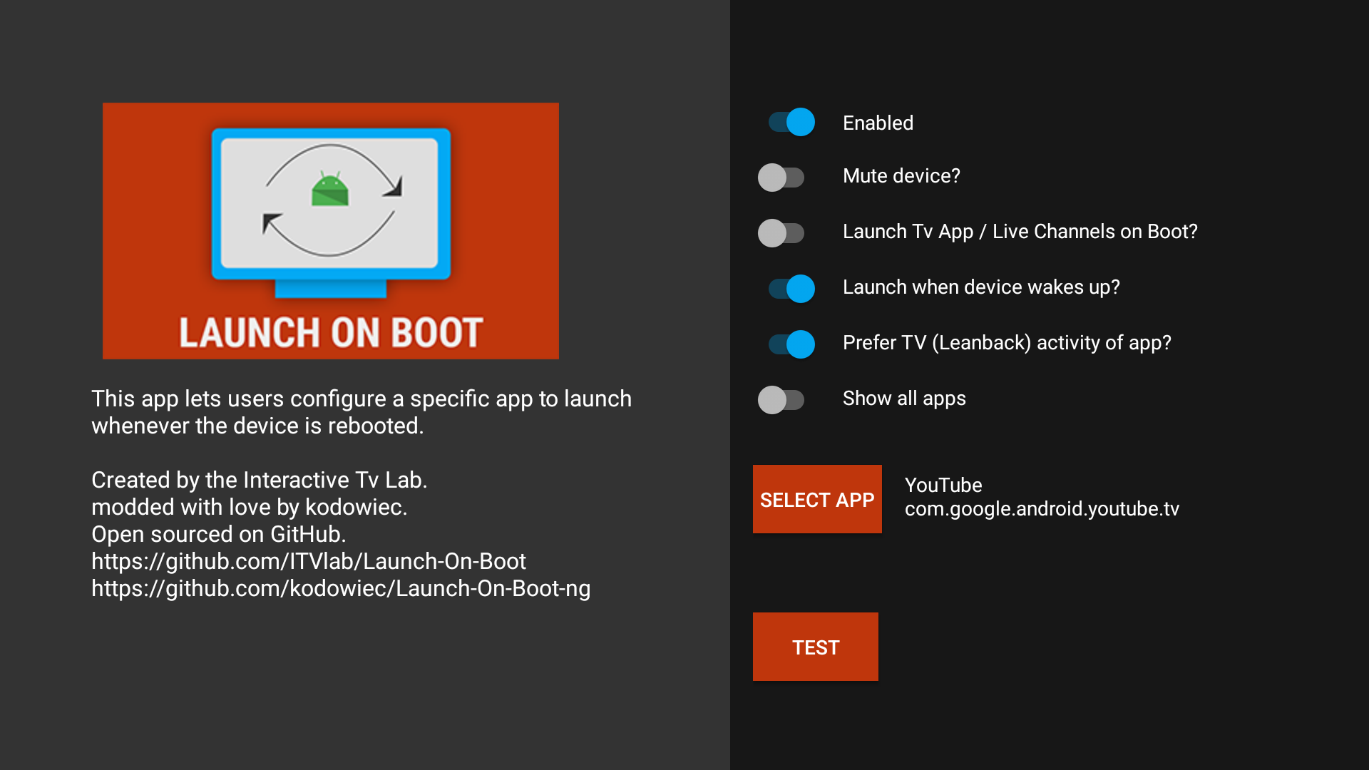 GitHub - kodowiec/Launch-On-Boot-ng: Launches a TV app when the device ...