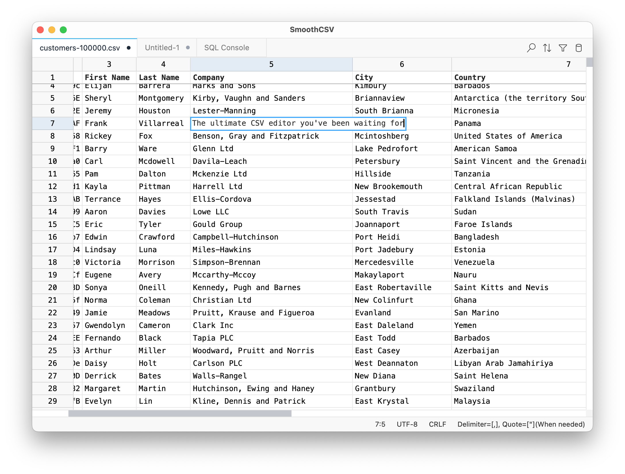 SmoothCSV screenshot