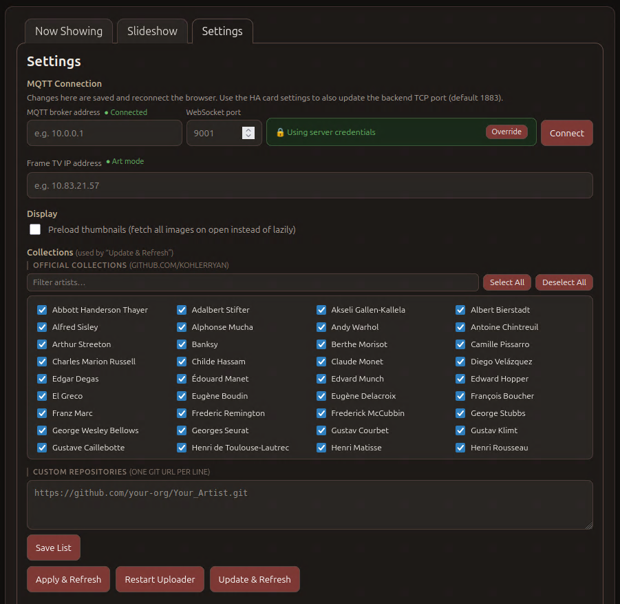 Web UI Settings