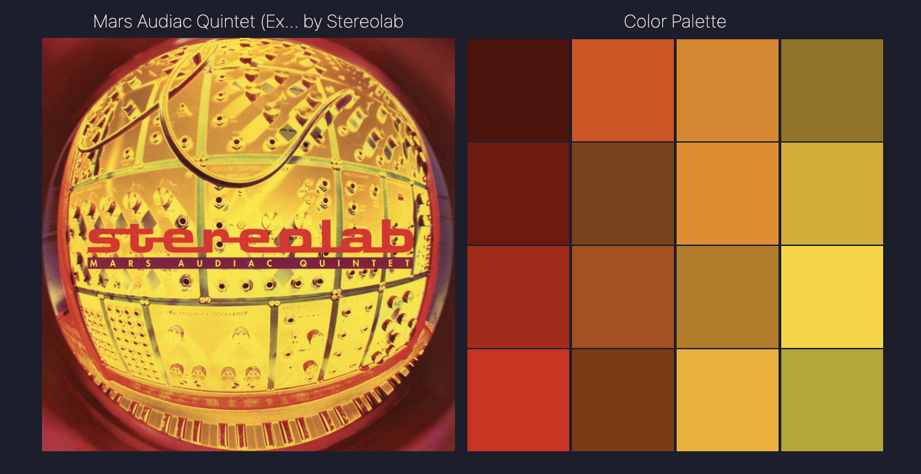 Screenshot of album art and color palette