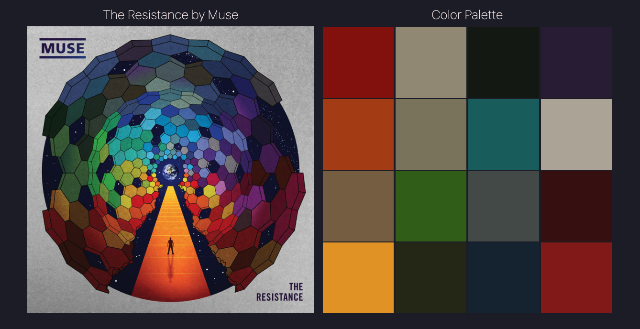 Screenshot of album art and color palette